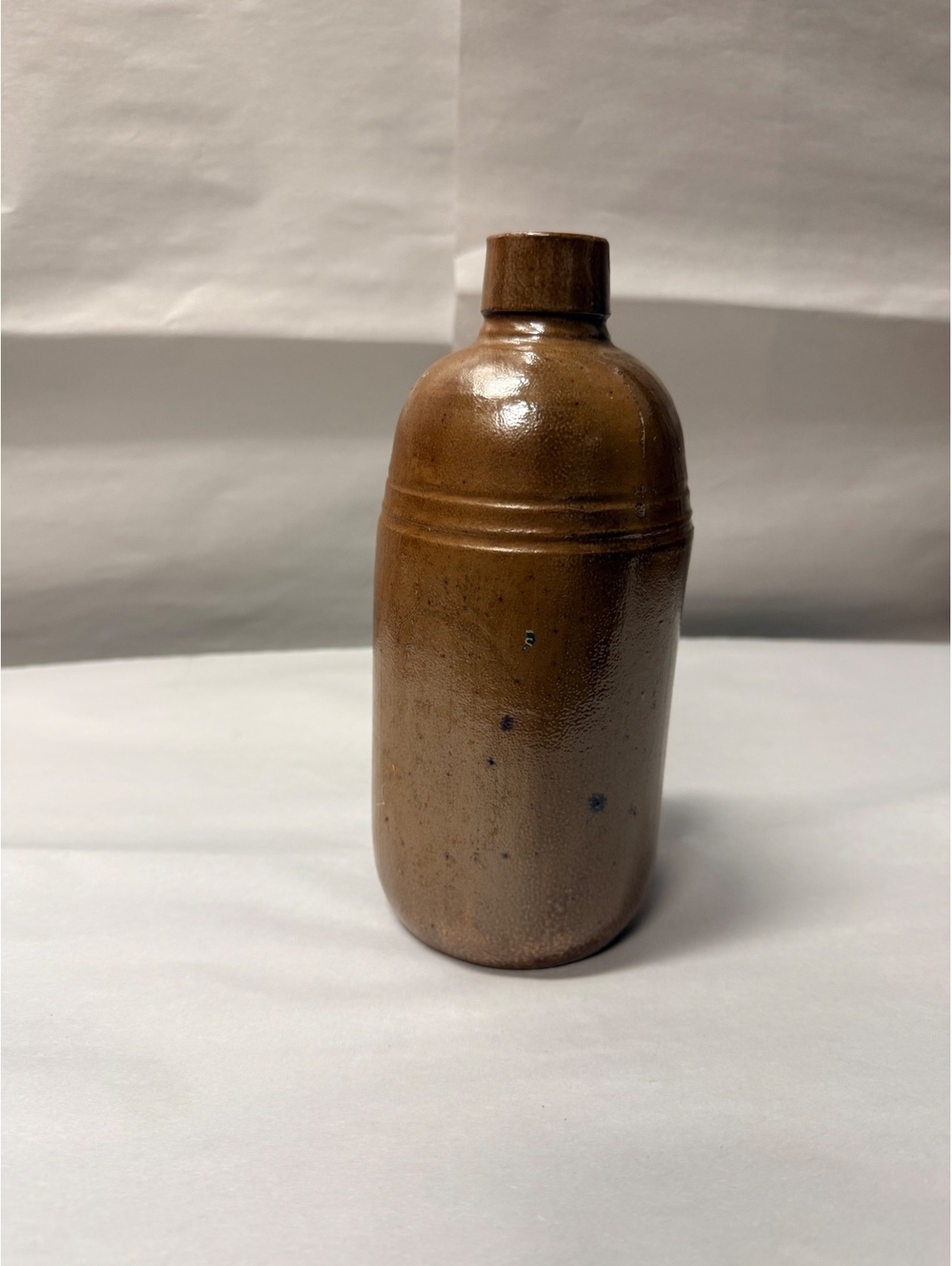Late 19th Century Antique Salt-Glazed Brown Stoneware Utilitarian Bottle Vase